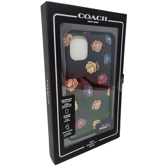 Coach Printed Leather Slim Wrap Case for Apple iPhone 11 - Dreamy Peony Rainbow/ - Picture 1 of 2